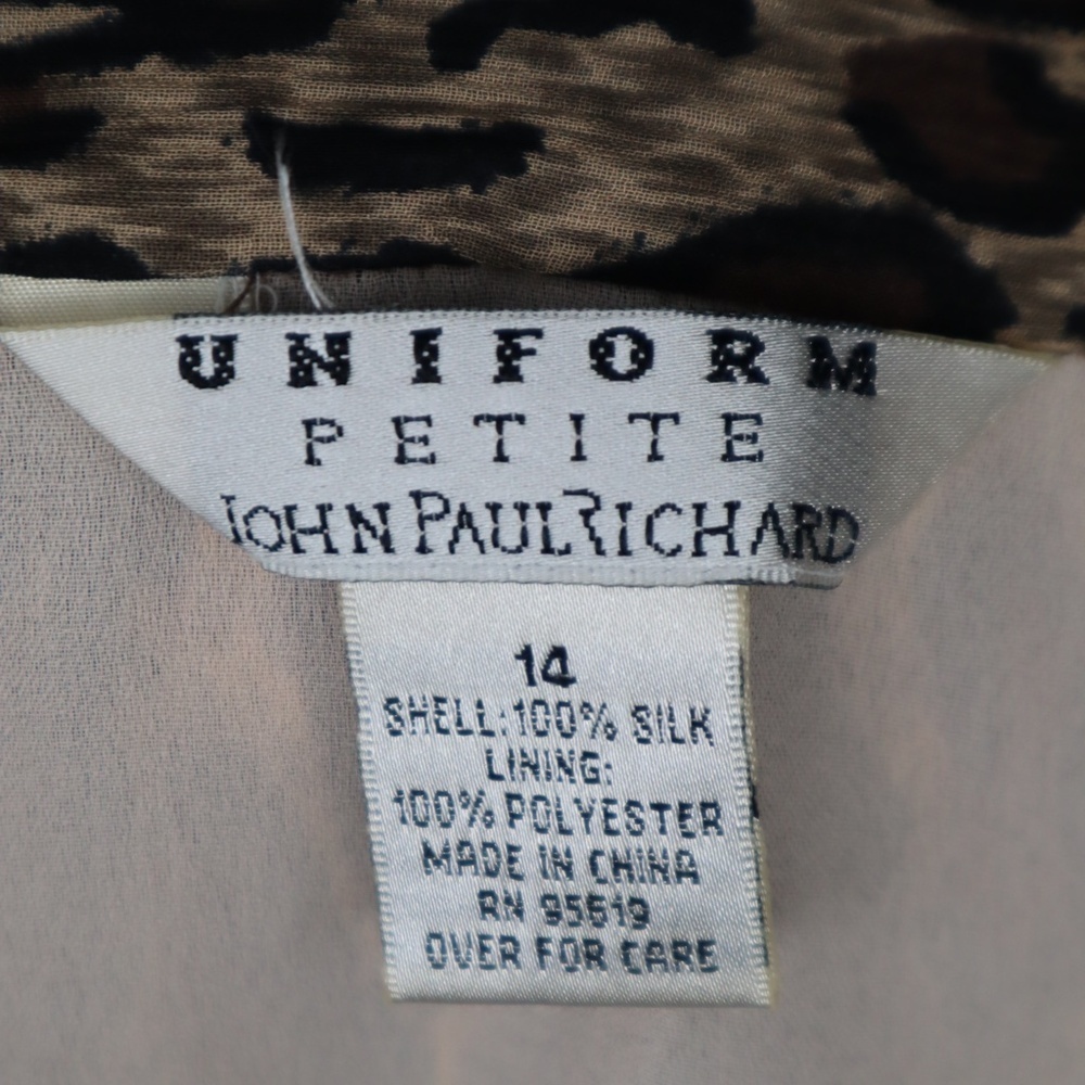 John Paul Richard Cheetah Print 100% Silk Skirt Size 14 Petite. - Picture 5 of 6